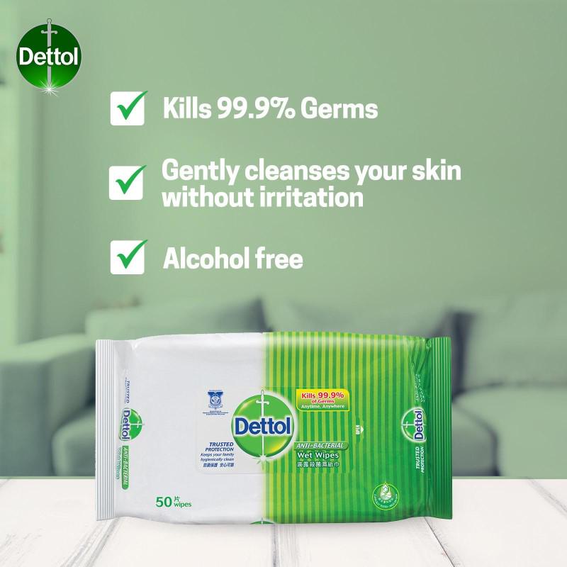 [Bundle of 5] Dettol AntiBacterial Wet Wipes x50 (Kills 99.9 of Germs
