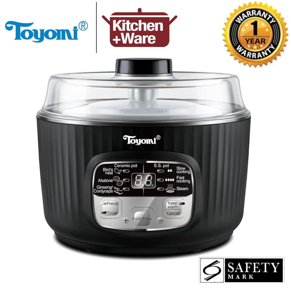 TOYOMI Double Boil Cooker 1.8L/Double Boiler Slow Cooker Stew Cooker/Electric Stew Cooker & Soup