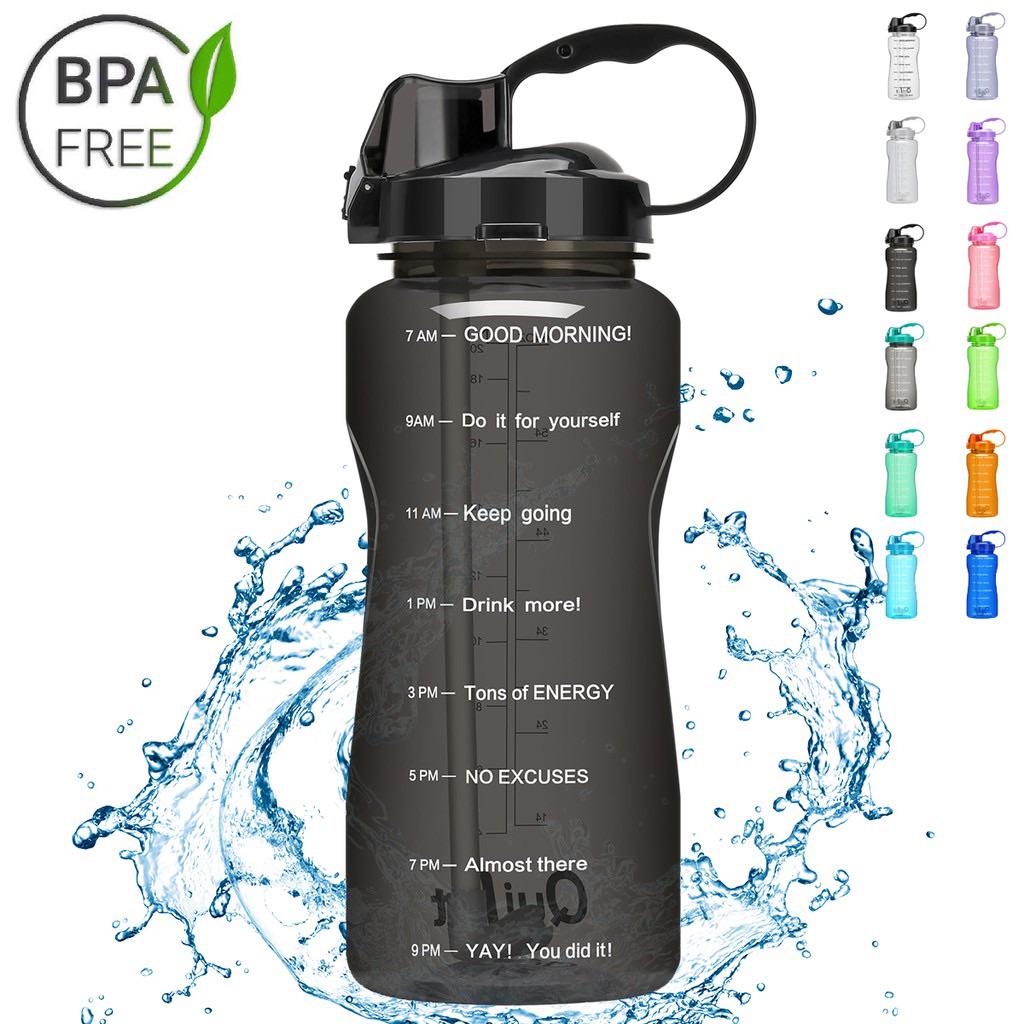 QuiFit 2.0L/64OZ Gallon Sport Water Bottle with Drinking Straw and