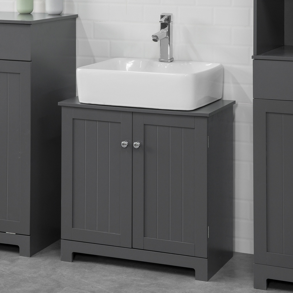 SoBuy Wood Standing Tall Boy Bathroom Storage Unit Grey Frg205