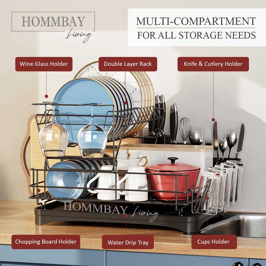 HOMMBAY Kitchen Japanese Style Minimalist Design Dish Rack with Water