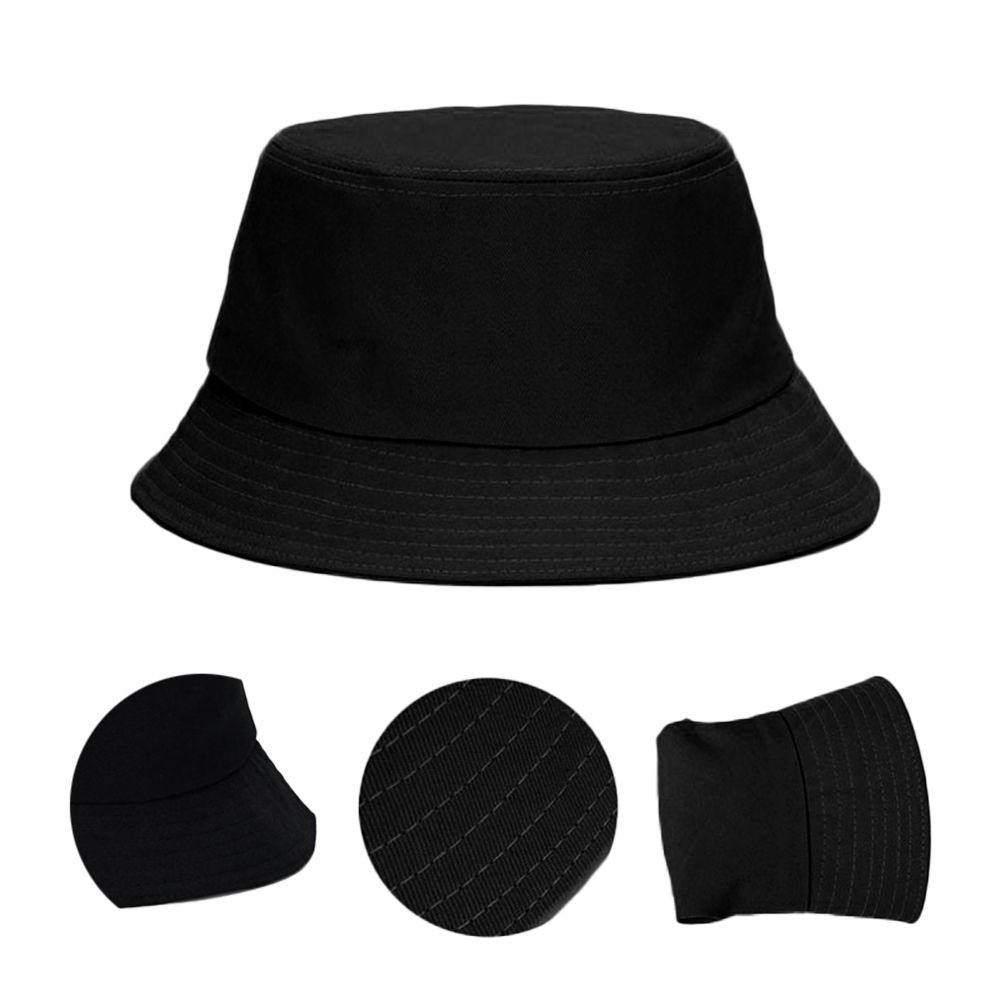 Black Unisex Bucket Hat Hunting Fishing Outdoor Cap Men's Women's