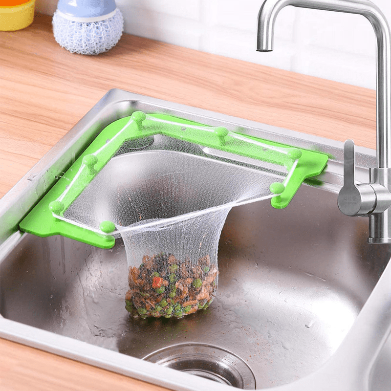 Triangle Sink Strainer With 1 Holder + 50Pcs Mesh Filter Bags / Sink