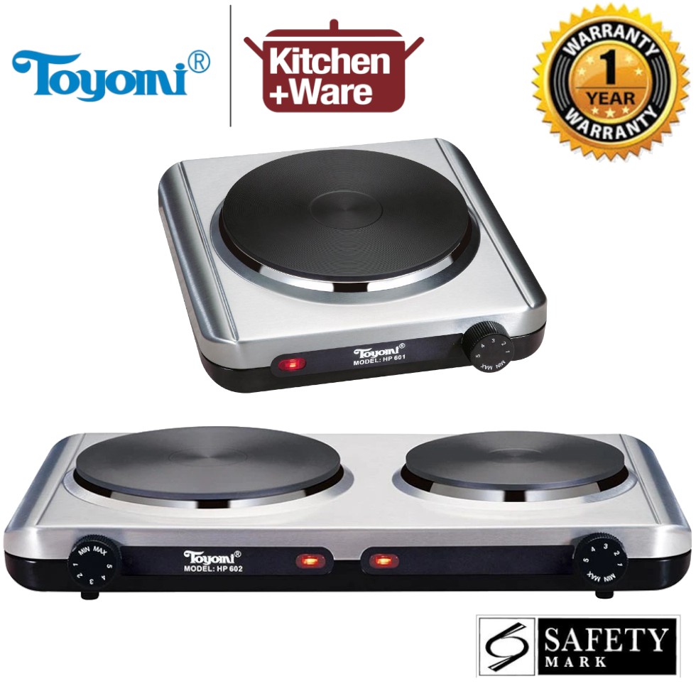 TOYOMI Electric Stove Single / Double Hot Plate / Stainless Steel Body / 1 Year Local Warranty