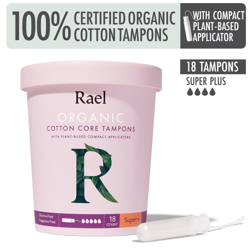 Rael Organic Cotton Tampons with Plantbased Compact Applicator Super