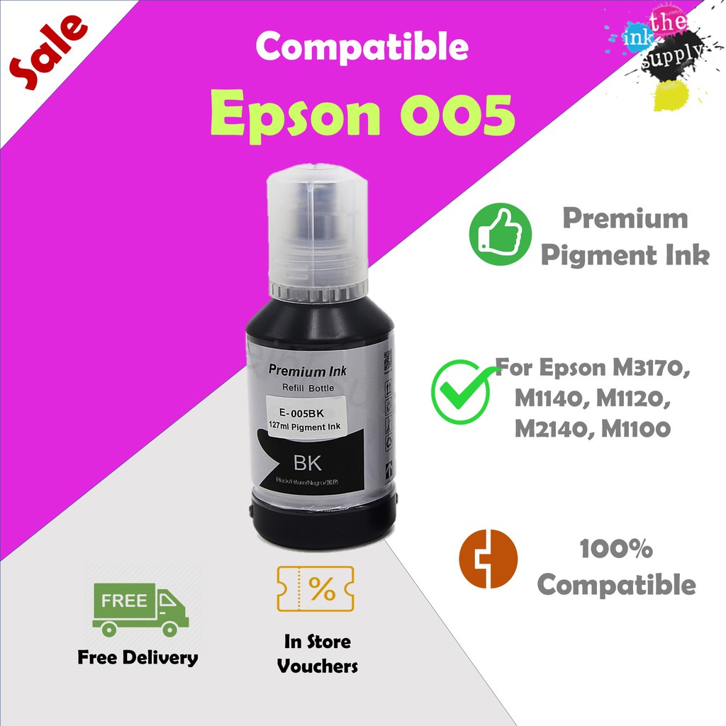 005 Compatible Epson Pigment Printer Ink Bottle Refill for EcoTank