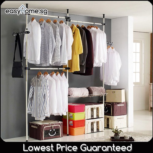 25031 Korean Standing Pole Clothes Rack Open Concept Closet Walk in