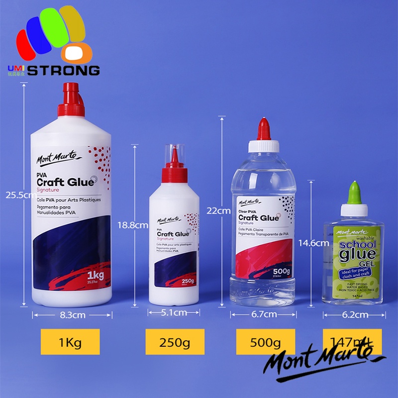Mont Marte Signature Clear PVA Craft Glue 250g/500g/1kg White/Clear Glue Suitable for paper/wood