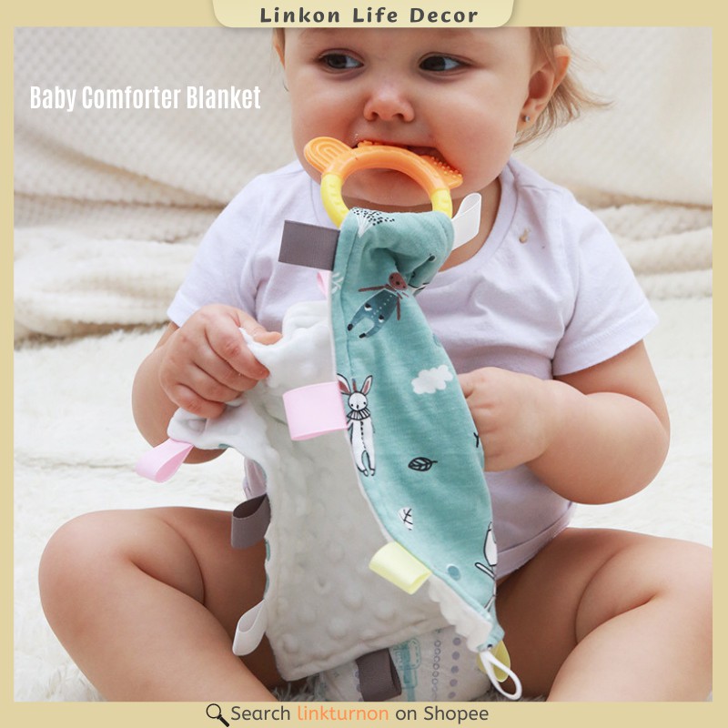 Soft Touch Tag Comforter Blanket with BPA free Silicone Teether Baby