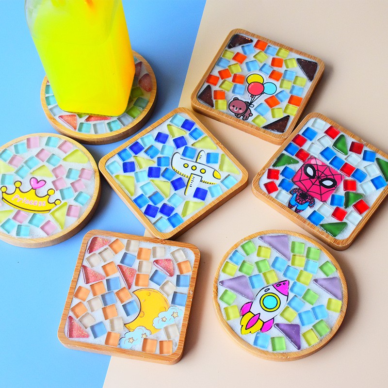 Mosaic Coasters DIY Handmade Material Package Mixed Colors Children