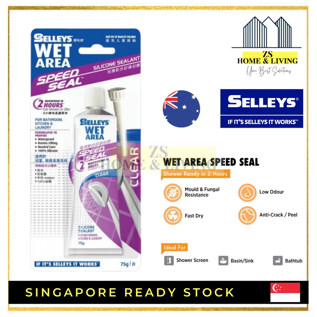 SELLEYS Fast 2hrs Wet Area Sealant 75g (Clear) Waterproof Mould