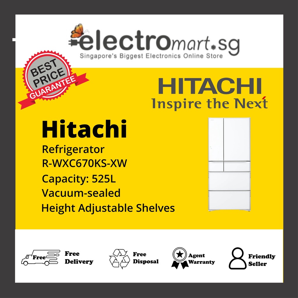 Hitachi RWXC670KSXW Multidoor IOT Refrigerator Shopee Singapore