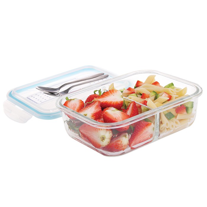 2 or 3 Compartment Glass Lunch Box 1050ml (NEW!) 20 x 15 x 7 cm