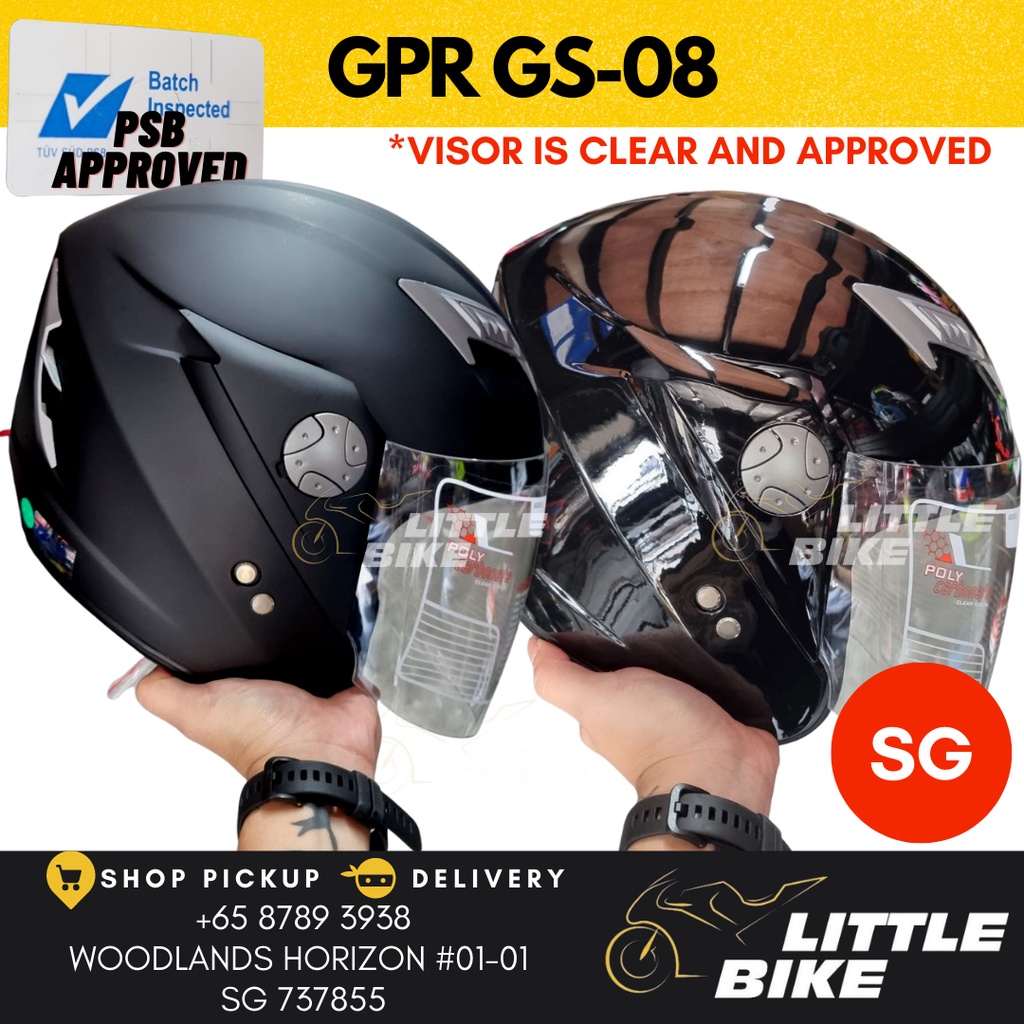 SG SELLER 🇸🇬 PSB Approved GPR Gs 08 gs08 open face black motorcycle