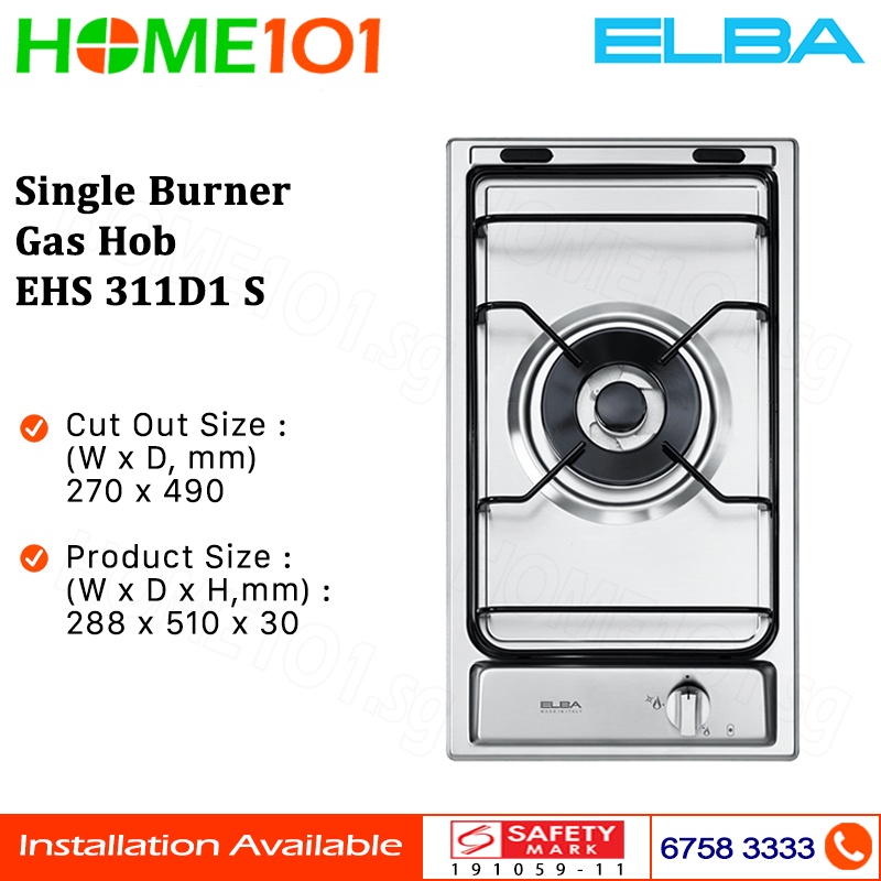 Elba Single Burner Gas Hob EHS 311D1 S Shopee Singapore