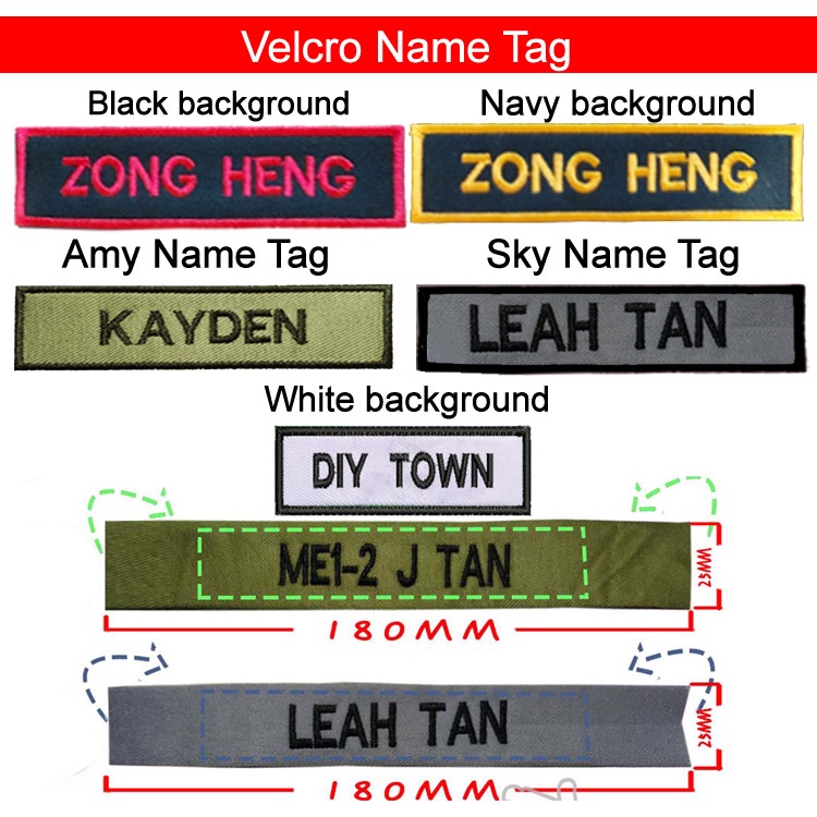 Army/ Navy/ Airforce Name Tag ILBV Name Logo Embroidery Tag Shopee Singapore