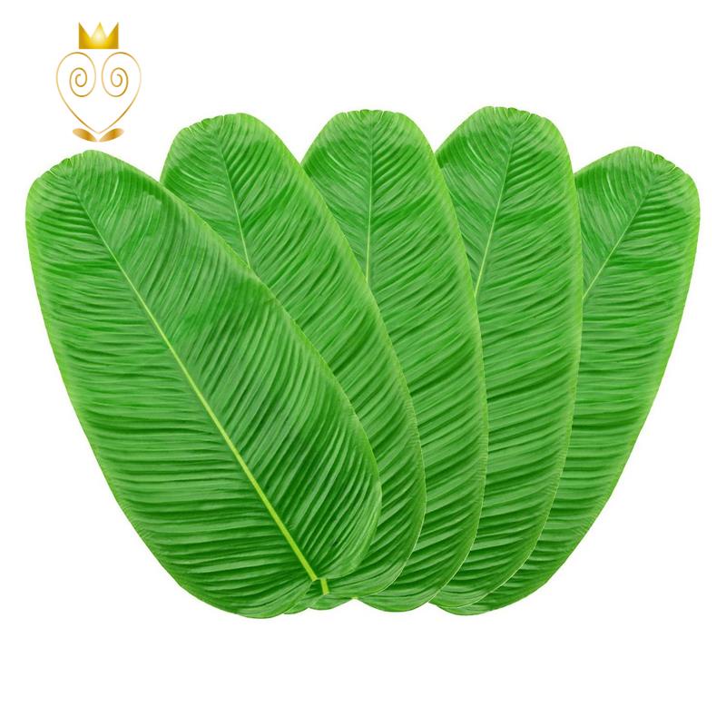 5PCS Artificial Banana Leaves Faux Tropical Leaves for Hawaiian Luau Party Decor Table Runner