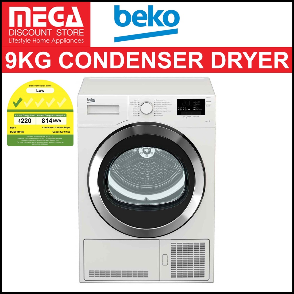 BEKO DCB93166W 9KG CONDENSER DRYER (1 TICK) Shopee Singapore