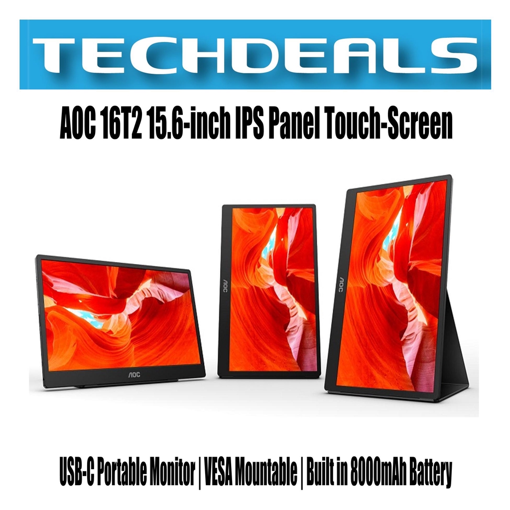 AOC 16T2 15.6-inch IPS Panel Touch-Screen USB-C Portable Monitor | VESA