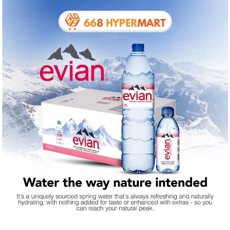 EVIAN NATURAL MINERAL WATER 330ml / 1.5L Assorted Sizes [CARTON DEALS