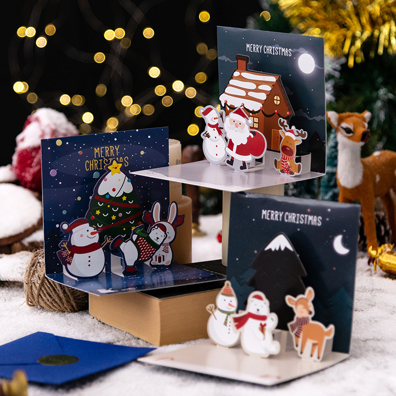 3D Greeting Card Creative Christmas Message Card Holiday Greeting Card