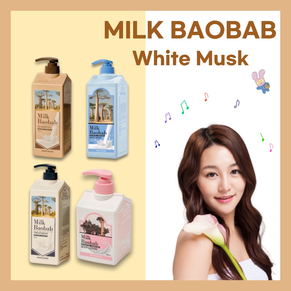 [MILK BAOBAB] White Musk 4 type body wash 1000ml / body lotion 500ml