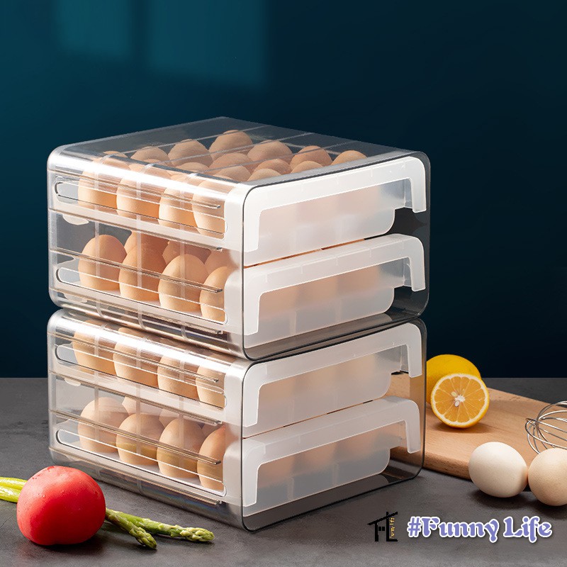 FL 32 Grid Drawer Type Egg Storage Box Egg Crisper Kitchen Egg Tray