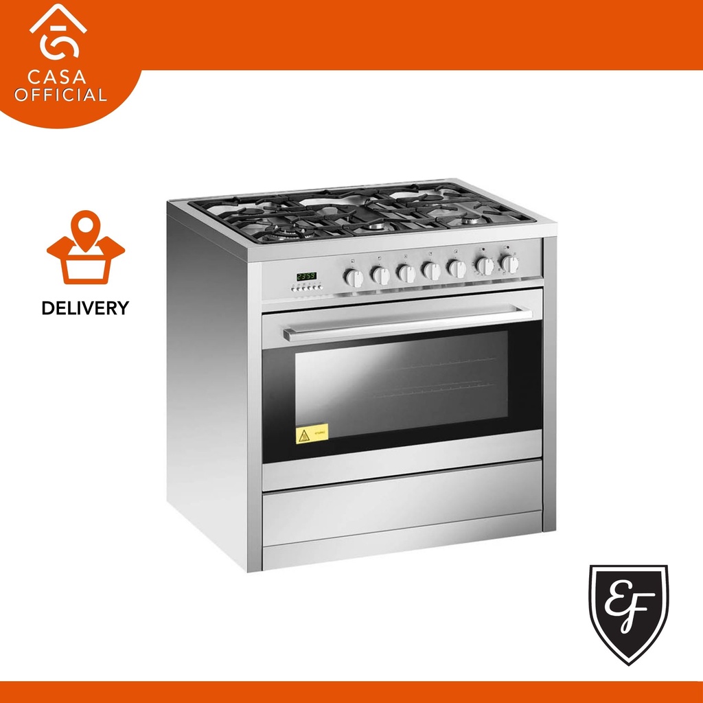EF 90CM 5 BURNERS FREESTANDING COOKER WITH FULL SIZE OVEN GC AE 9650