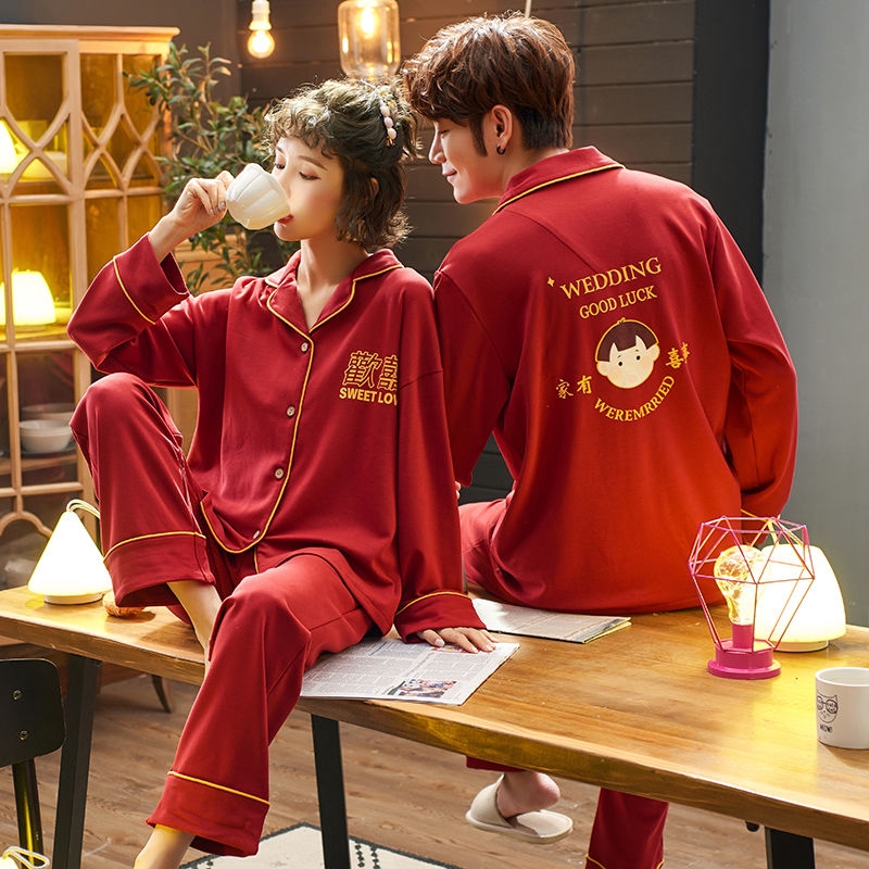 Pyjamas spring and autumn longsleeved cotton couple