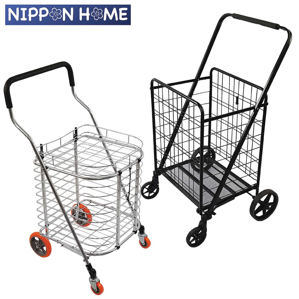 [Household] Push Cart Grocery Trolley Shopping Cart Trolley with 4