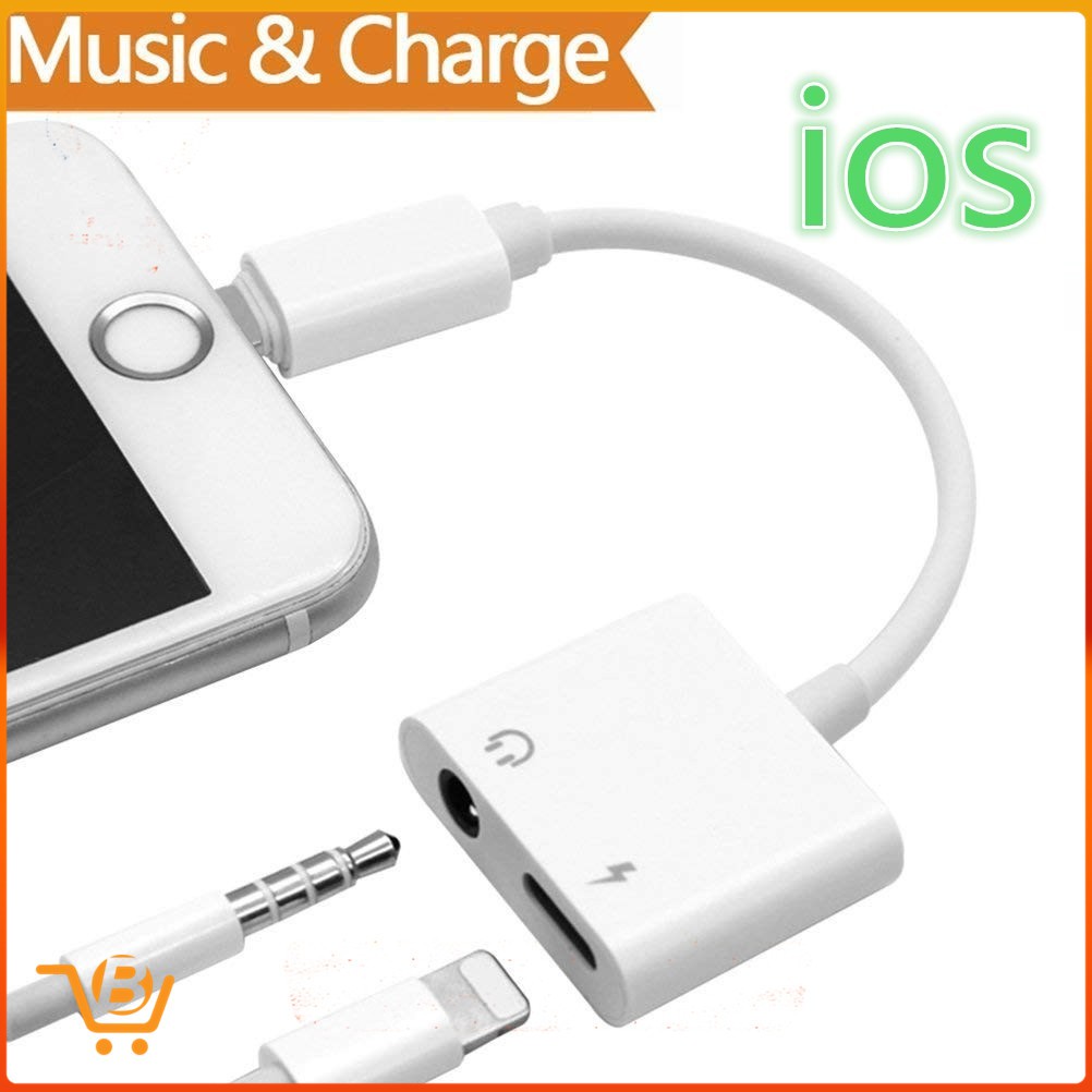 2 In 1 3.5mm Jack Aux Headphone Audio +Charger Adapter For