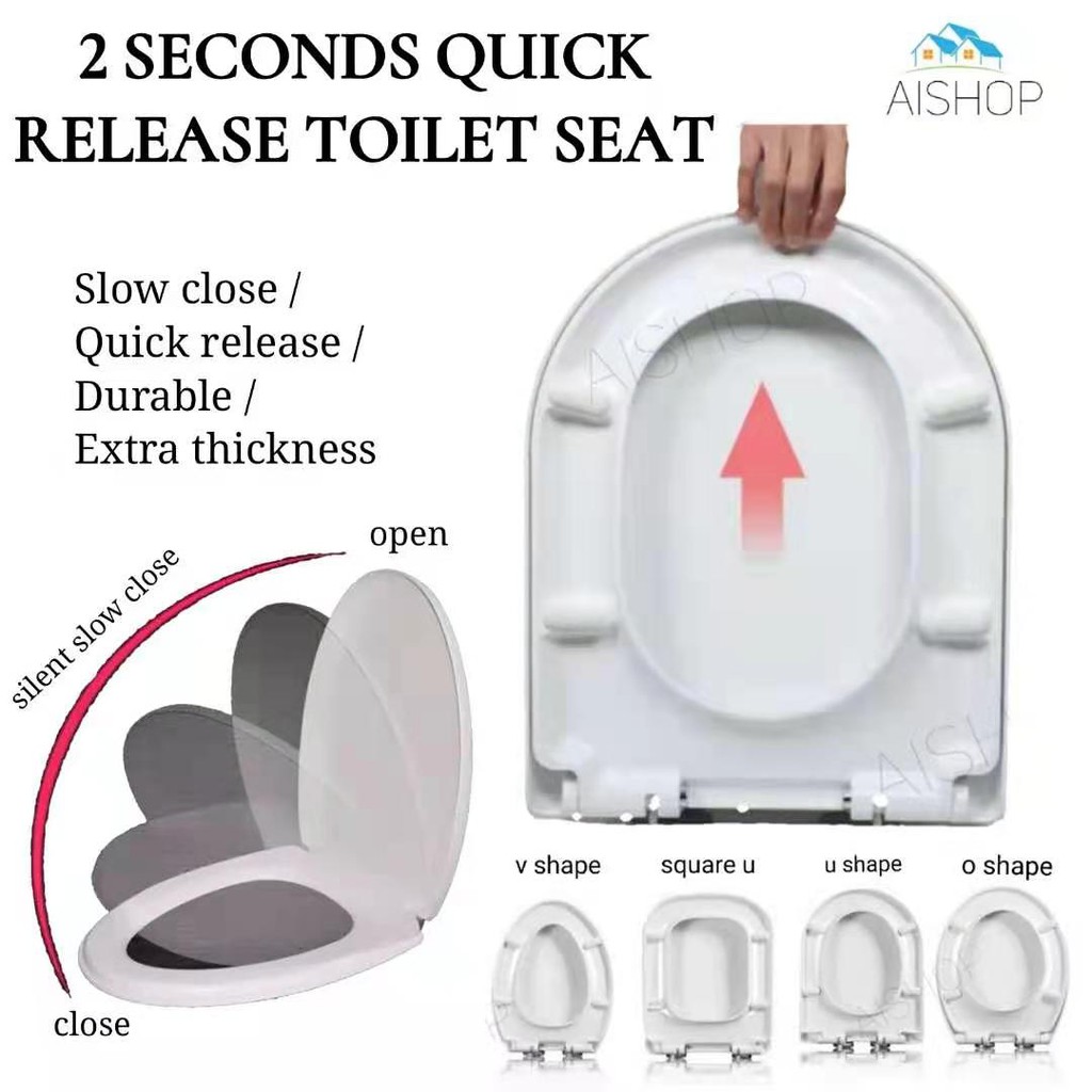 （SG Seller）Toilet Seat Cover Two Second Quick Release Silent SlowClose
