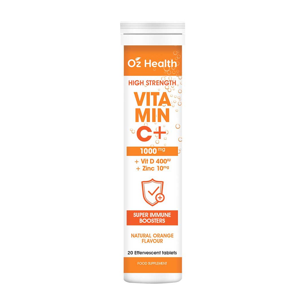 Oz Health High Strength Vitamin C+ 1000mg (+Vit D & Zinc) Effervescent