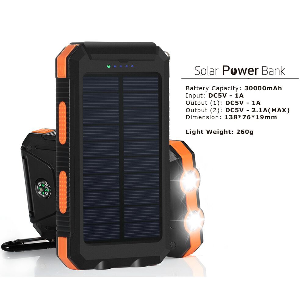 Waterproof 30000mah solar power bank Shopee Singapore