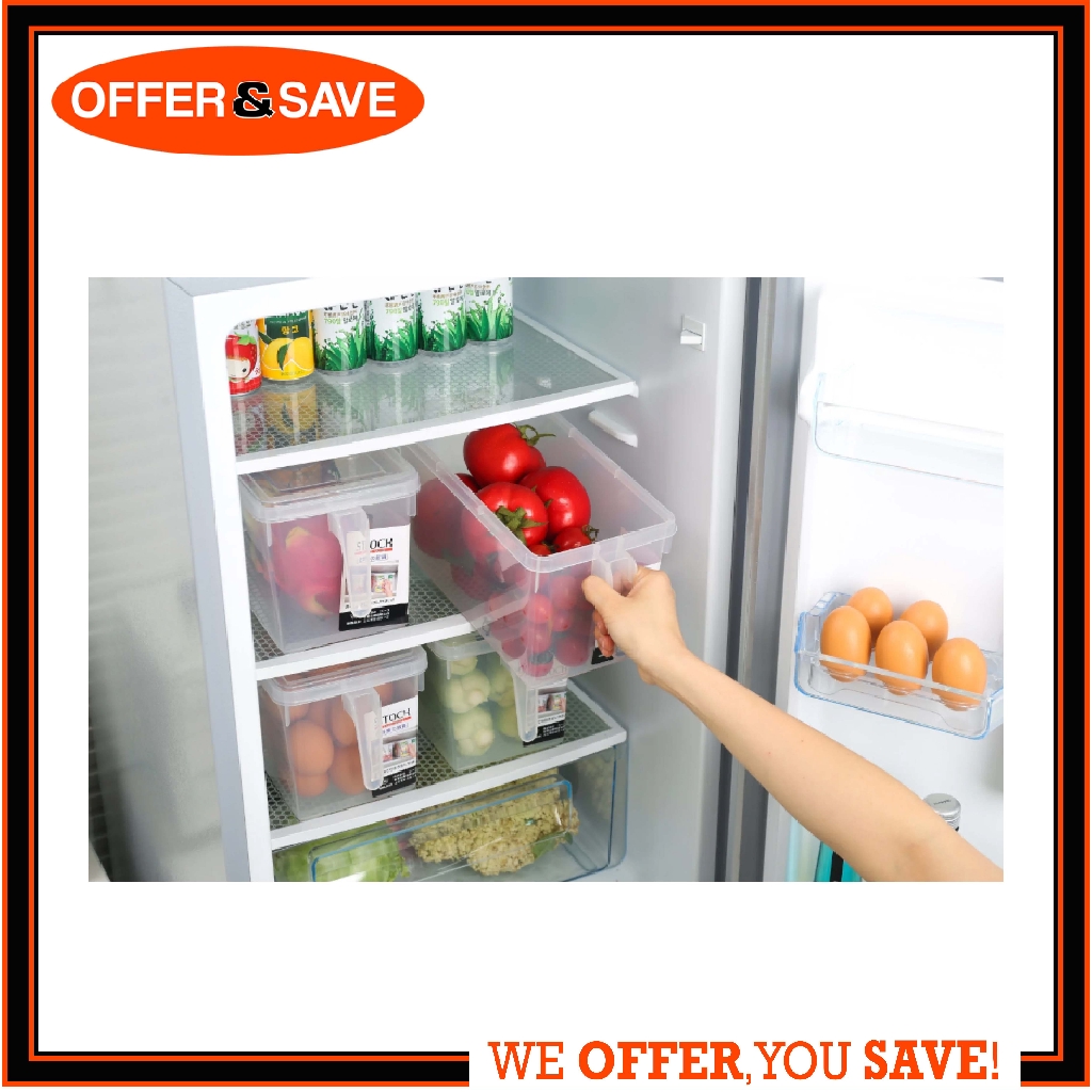 Refrigerator Storage Box with Lids and Handle / Stackable Food Storage