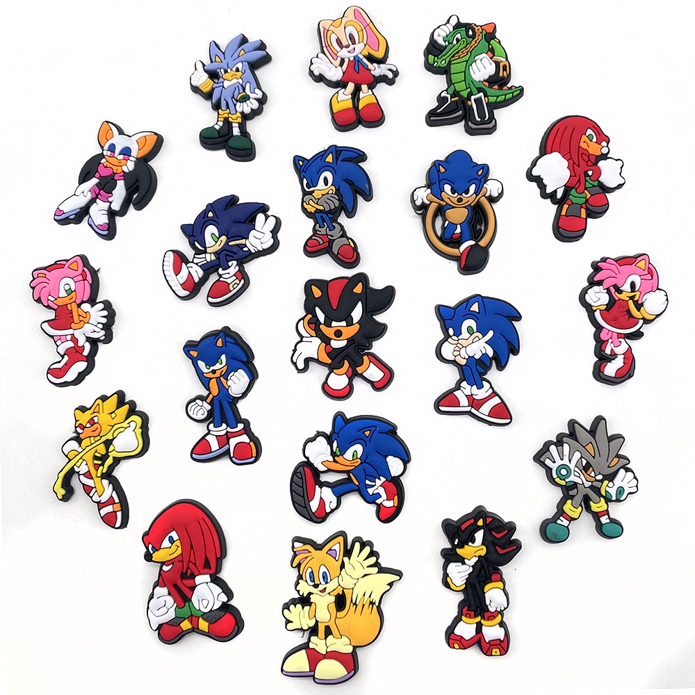 New game Jibbitz 1pcs cartoon Sonic the Hedgehog Shoe Charms Cute PVC