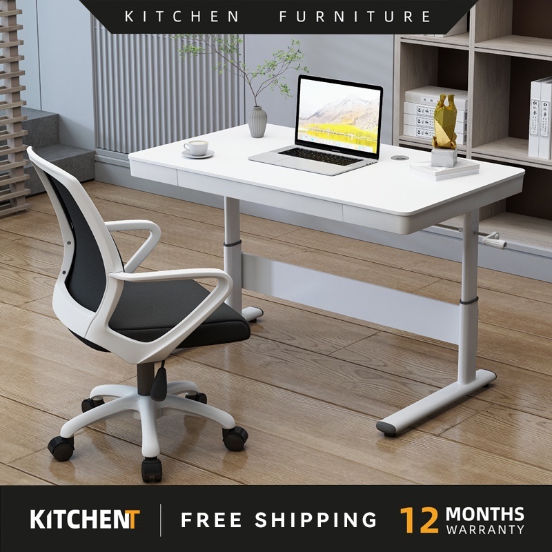 Adjustable Table Glass Standing Table Moveable Height Adjustable Dest Study Table With Wheels