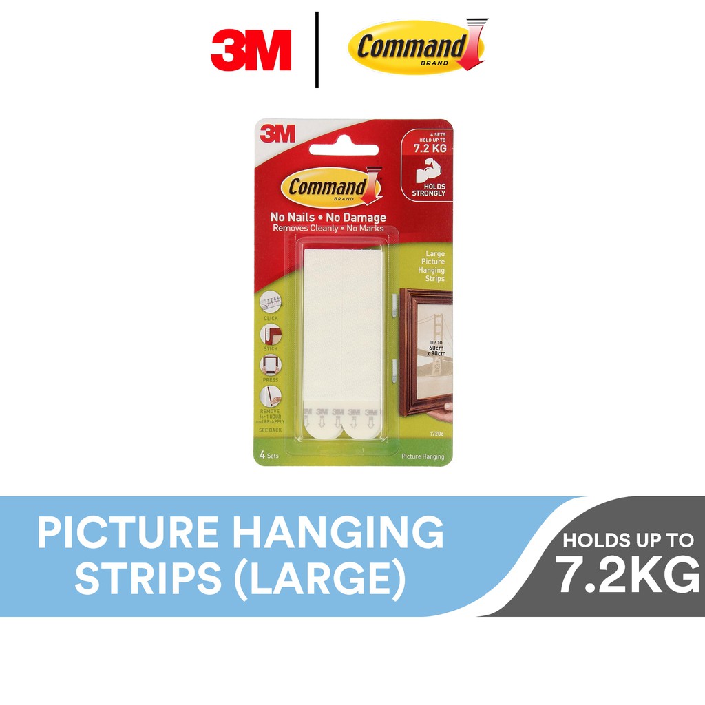3M Command 17206 Large Picture Hanging Strips White / 8 Strips