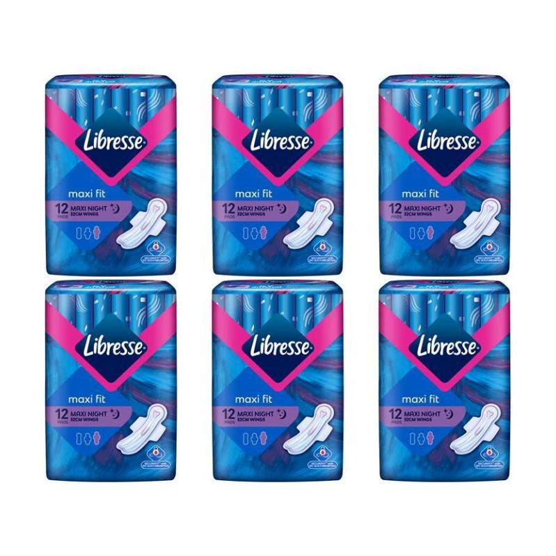 [Bundle of 6] Libresse Maxi Night Wing Sanitary Pads 32cm (12pcs x 1