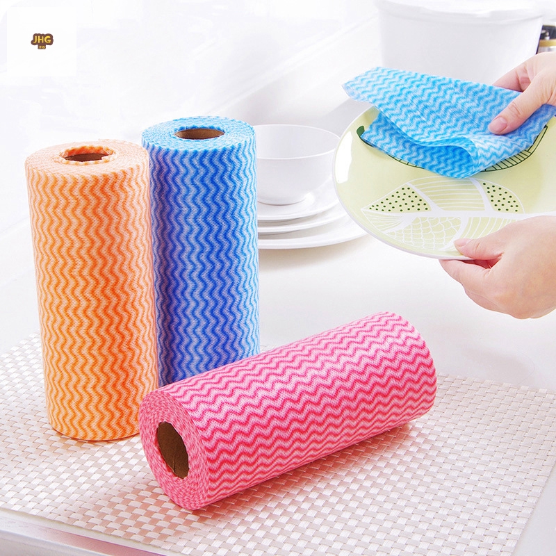 Disposable Cleaning Towels Kitchen Dishes Cloths Non Woven Wipe Washingfree Reusable 1roll