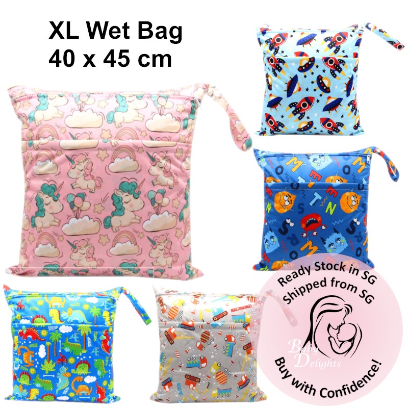 Extra Large Waterproof Diaper Wet Bag 40cm x 35cm With Double