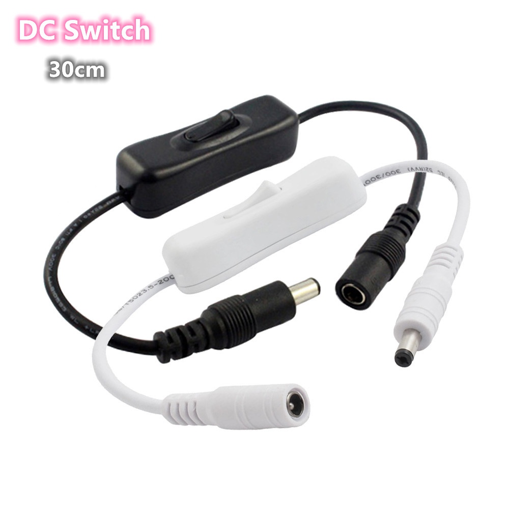 5pcs Light Switch DC 12V Female Male Power Cable 5.5x2.1mm DC Connector