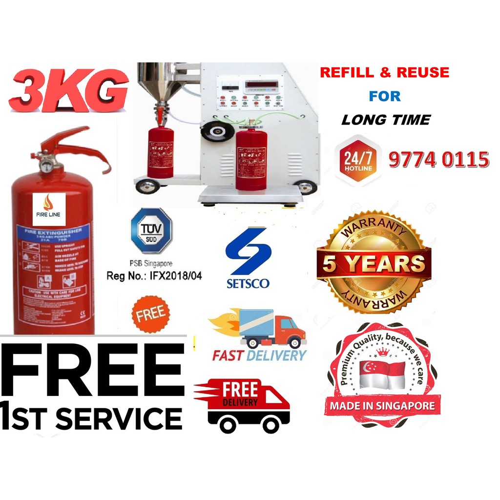 3 KG SETSCO CERTIFIED DRY POWDER FIRE EXTINGUISHER ( 5 YEAR WARRANTY