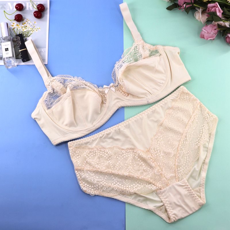 Parifairy Plus Size Lingerie For Women Floral Lace Underwear Bra Set