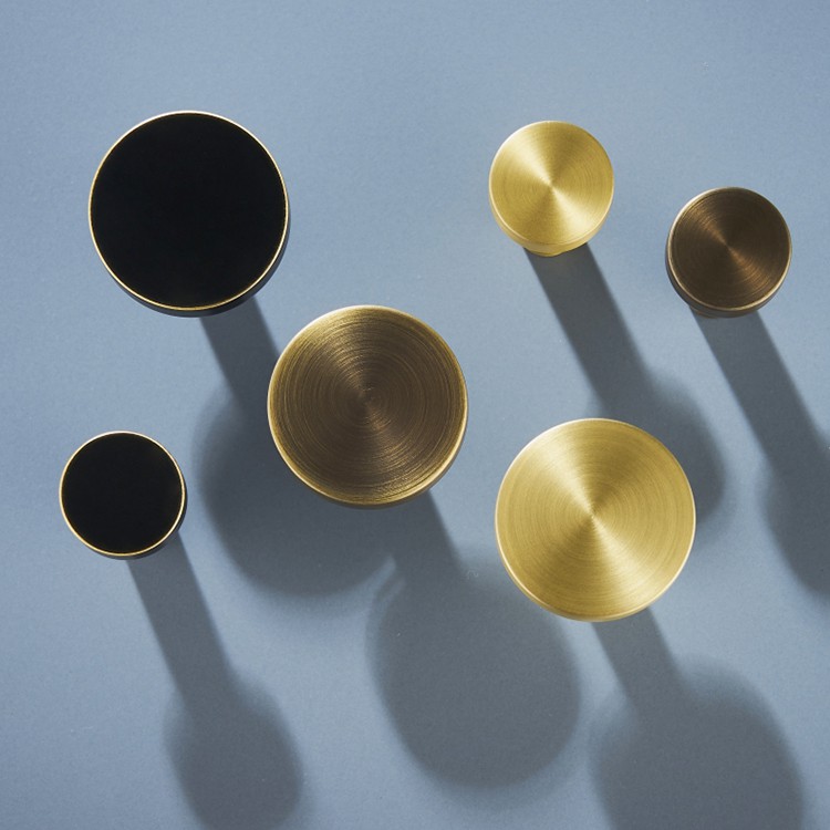 Brass 3 Color / Simple Knob Handle Round Dresser Knobs black