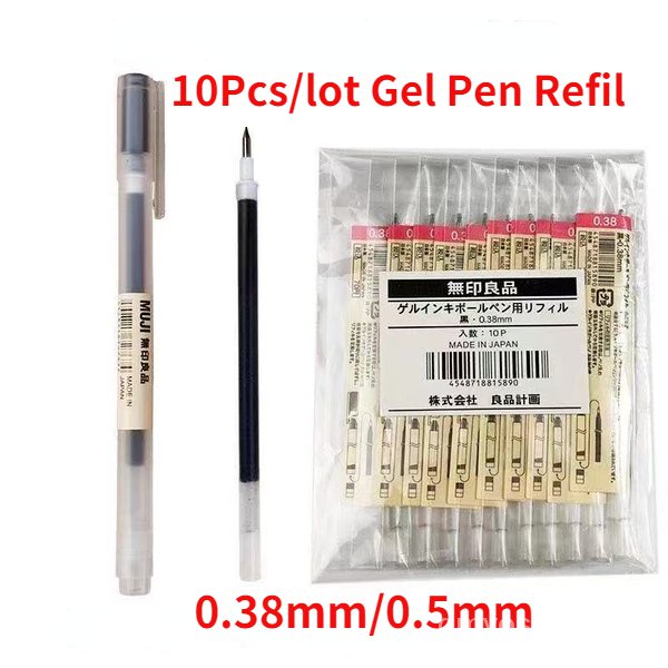 muji pen 10Pcs MUJIs Gel Pen Refill 0.38mm/0.5mm Gel Ink Ballpoint Black/Blue/Red School Office