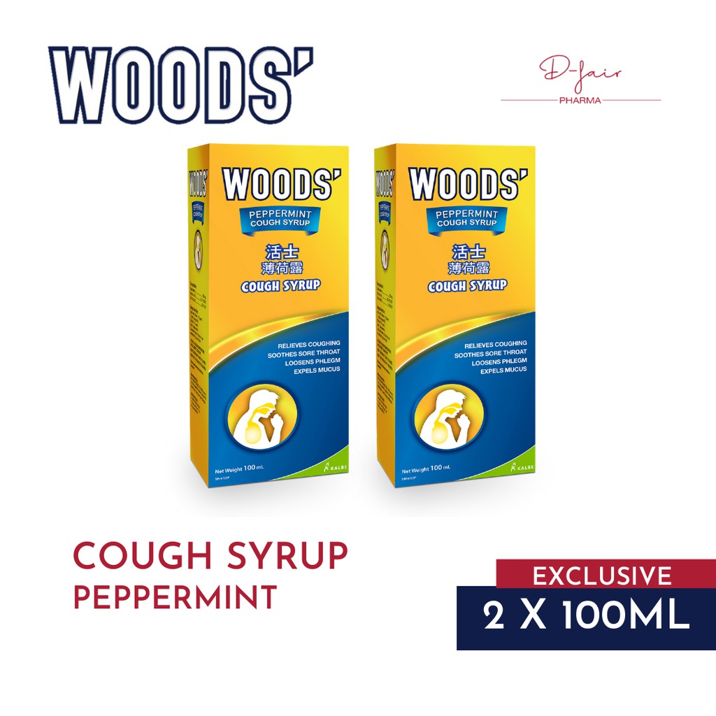 Woods' Peppermint Cough Syrup Adult 100ml (Bundle of 2) Dfair Pharma