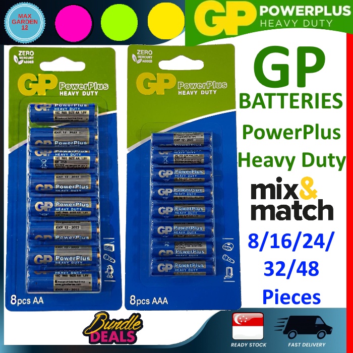 Bundle Deal GP Batteries PowerPlus Heavy Duty AA and AAA Premium Grade Battery 8/16/24/32/48