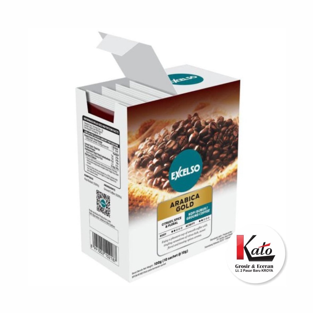 Excelso Arabica Gold Box Coffee Powder Ground Coffee 100gr (10x10gr