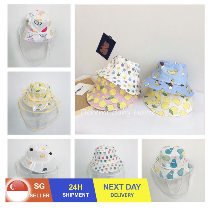 【Local Seller】Adjustable Kids Cotton Hat with Detachable Protective